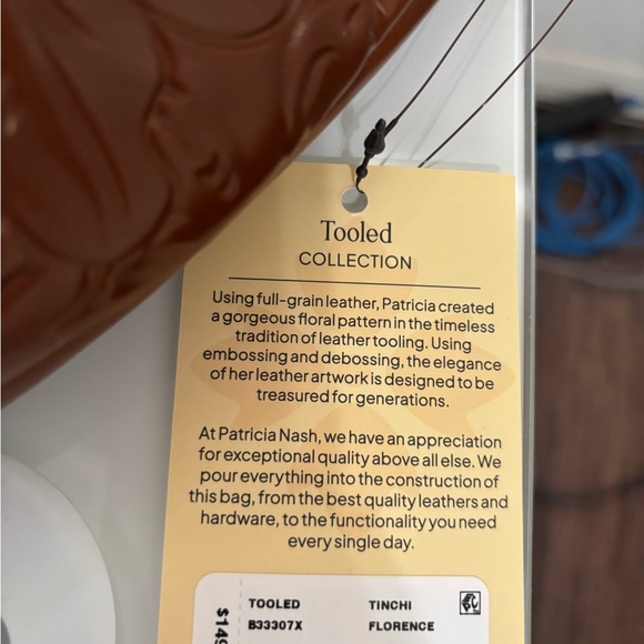 NWT Patricia Nash Tooled Embossed Leather Tinchi Belt in Rich Brown - Picture 5 of 6